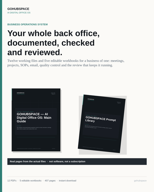 Business Operations System with SOP and Project: AI Digital Office OS | 160 Prompts, Editable Excel, 12 PDFs