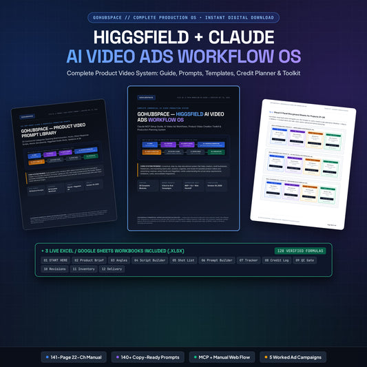 Product Video Ad Workflow OS: 141-Page Manual, 112 Prompts, 3 Live Excel Sheets