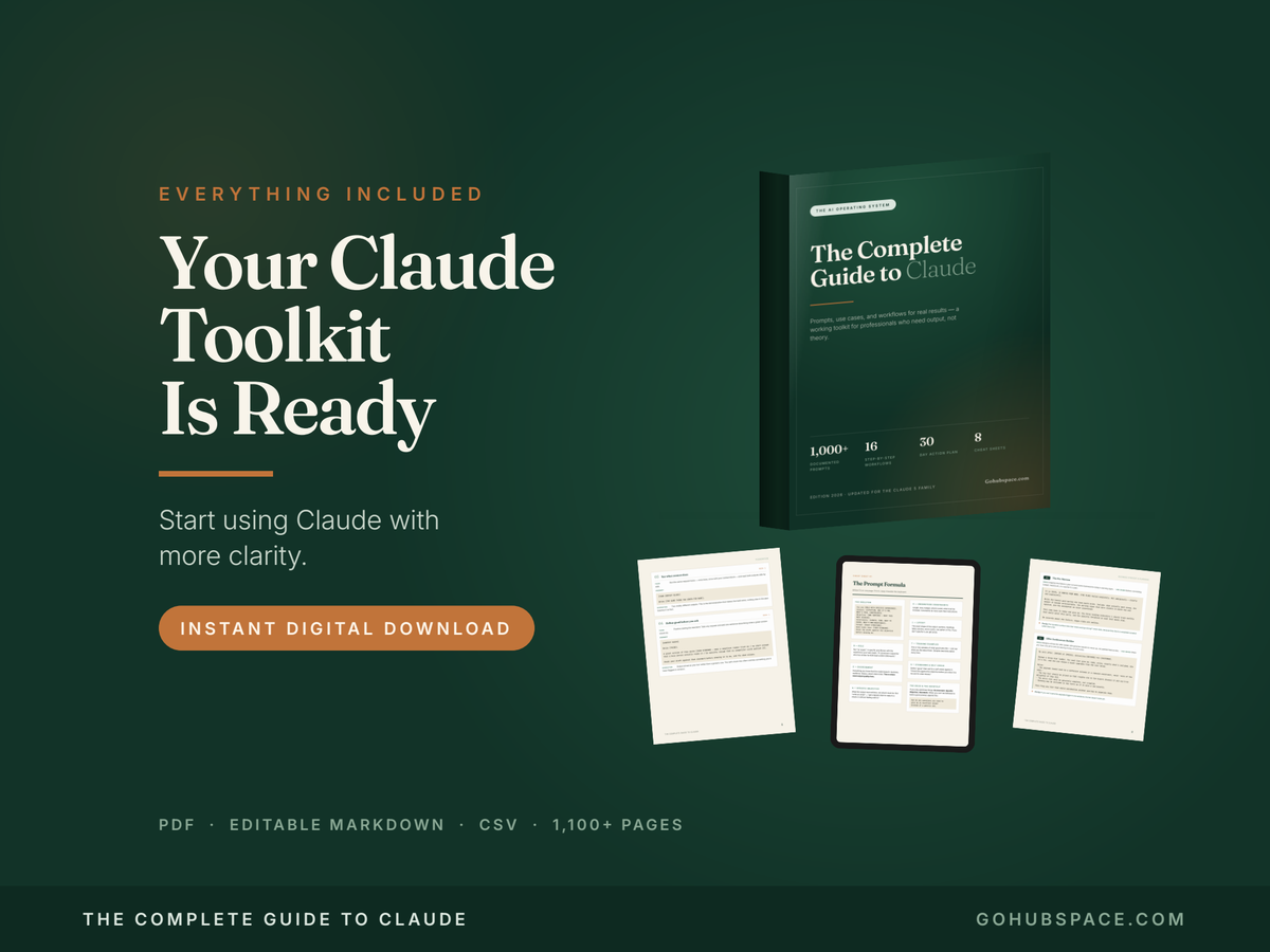 The Complete Guide to Claude | 1000+ ChatGPT Alternative Prompts, Workflows, Cheat Sheets | AI Productivity System | Instant Download PDF